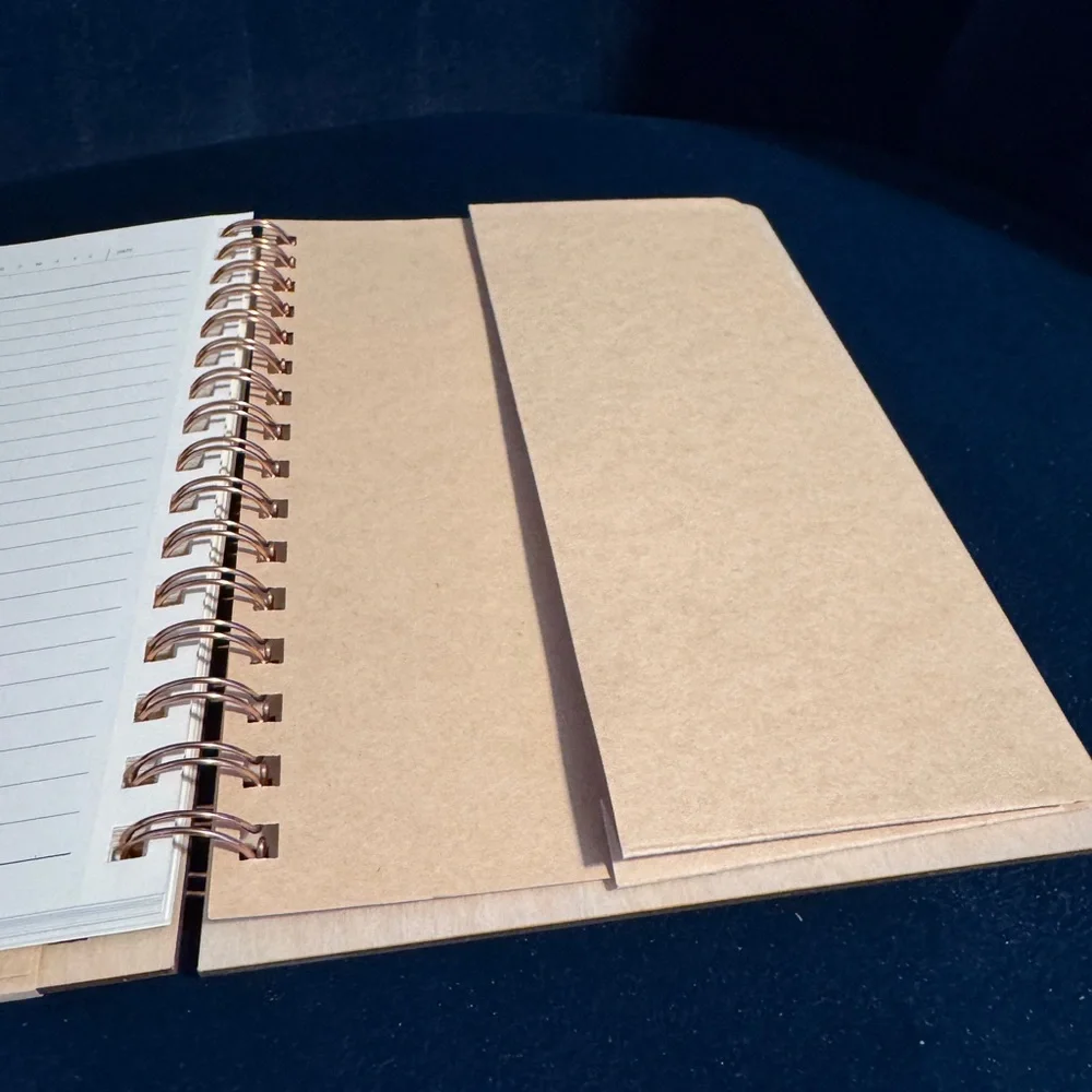 Denik Clyde Abstract Mountains Spiral Bound Wooden Notebook Journal Wood Die Cut
